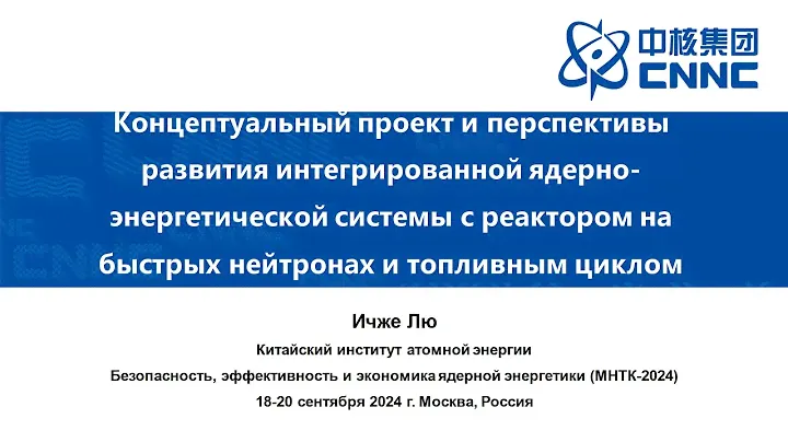 Китайский быстрый натриевый реактор CiFR1000 IV поколения с регенерацией топлива | CNNC