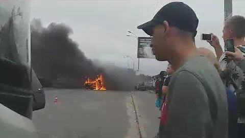 В Києві згоріла броварська 332 маршрутка 15/08/2019