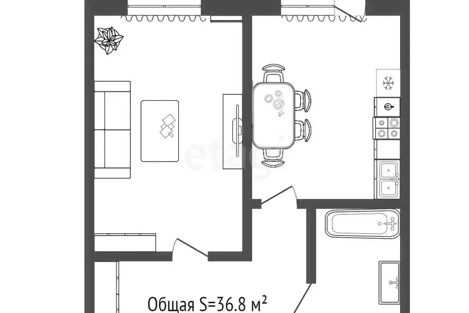 Продам однокомнатную квартиру 36.8 м² этаж 1/9 город Бердск улица Ключевая 61/1 городской округ Бердск-3